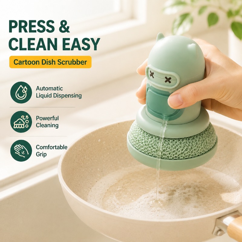 Dish Brush Bamboo - Sikat Botol Tekan Kartun untuk Dapur
