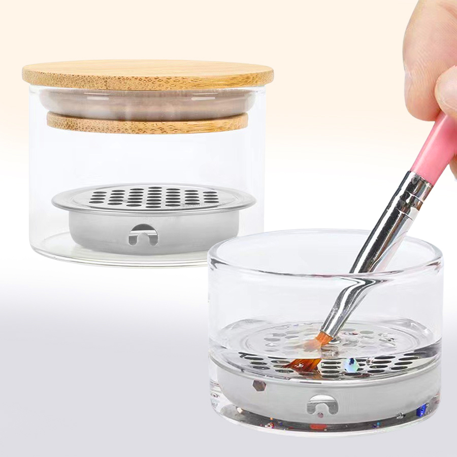 Dish Brush Bamboo - Cawan Pencuci Kuas Nail Art, Pembersih