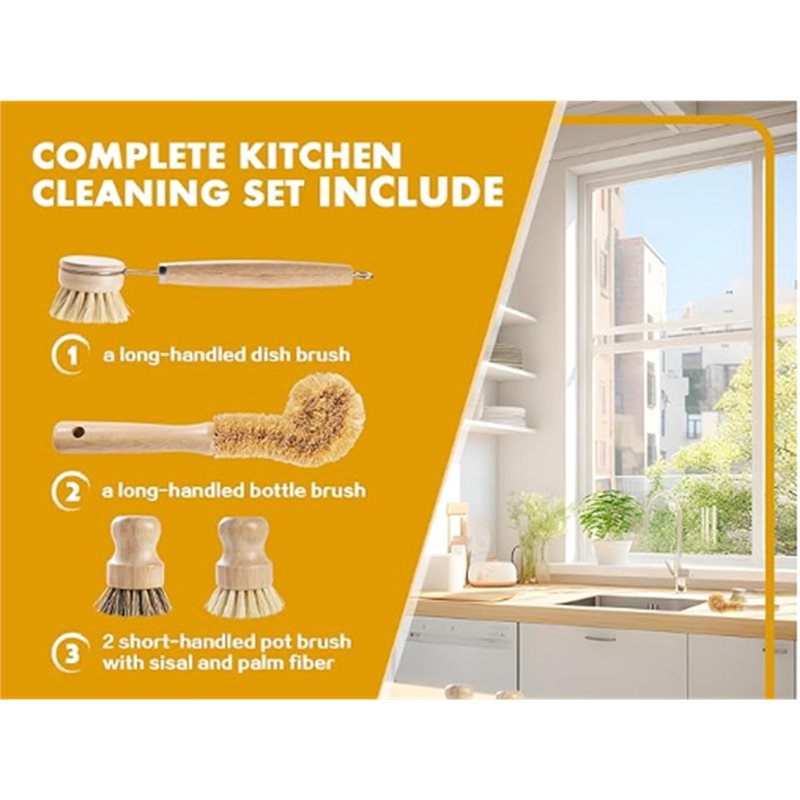 Set Sikat Piring Ergonomis ABN - Dish Brush Bamboo ulasan dan harga
